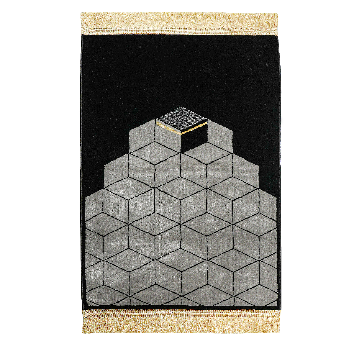 Geometric Pattern Musallah Black/Grey 70x110 (Madina Made) – Musallah.co.za