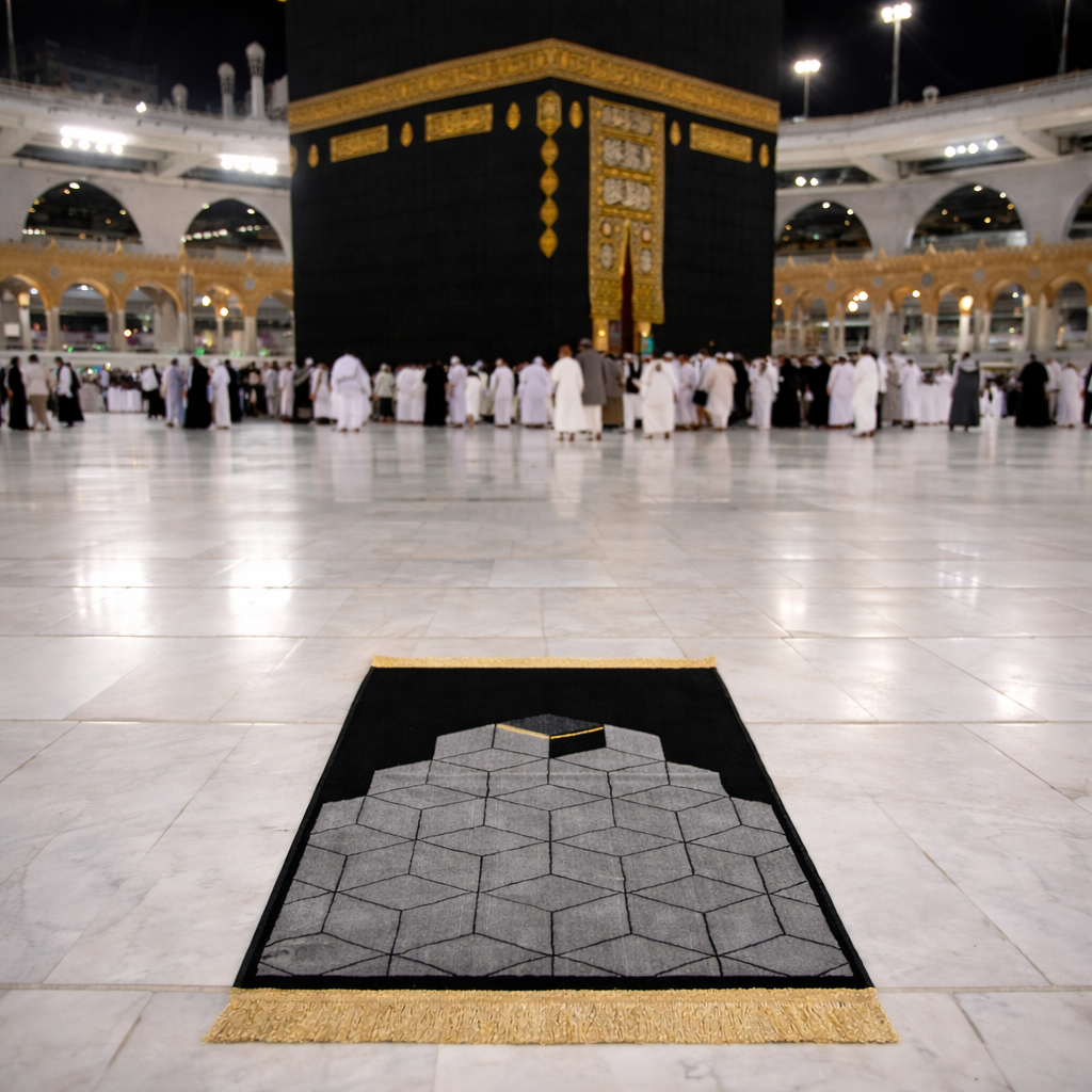 Geometric Pattern Musallah Black/Grey 70x110 (Madina Made)