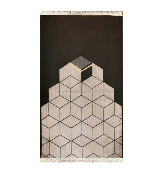Geometric Pattern Musallah Black/Grey 70x110 (Madina Made)